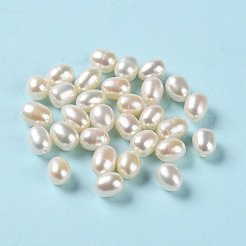 天然な培養された淡水パールビーズ  片穴  ライス  グレード3a+  ホワイトスモーク  7~9x6~7mm  穴：0.9mm&nbsp;PEAR-E020-09