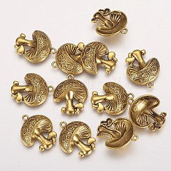 合金のチベット風チャーム  鉛フリー及びカドミウムフリー  キノコ  アンティーク黄金  22.5x19x5.4mm  穴：2mm&nbsp;LS-TIBEP-10995-AG