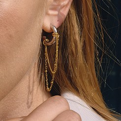 304 Stainless Steel Dangle Stud Earrings with Chain for Women&nbsp;SA-CBA8C9C-01GP