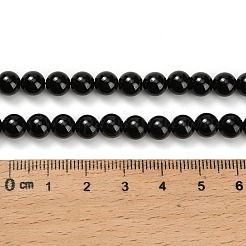 天然石ブラックスピネルビーズ連売り  グレードA  ラウンド  6mm  穴：1mm  約62個/連  15.35インチ（39cm）&nbsp;G-L631-A03-6mm