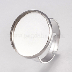 Tarnish Resistant 304 Stainless Steel Pad Ring Settings&nbsp;STAS-G173-19P-18mm