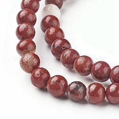 天然石レッドジャスパービーズ連売り  ラウンド  グレードAB  レッド  6mm  穴：1mm  約58~60個/連  15インチ&nbsp;G-F348-02-6mm