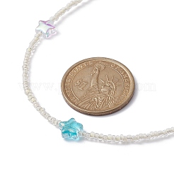 Glass Star & Seed Beaded Necklace&nbsp;NJEW-JN04364