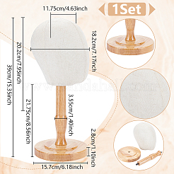 Desktop Head Shaped Wood Covered with Cloth Hat Display Racks&nbsp;AJEW-WH0816-104
