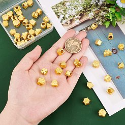 48個 8スタイル ラックメッキ合金ヨーロピアンビーズ  大穴ビーズ  傘と蝶とクローバー  マットゴールドカラー  9~12x9~12.5x6.5~8.5mm  穴：4~5mm  6個/スタイル&nbsp;FIND-PH0010-31