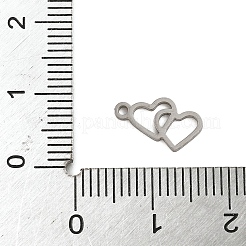 304ステンレススチールチャーム  ハート  ステンレス鋼色  12x7x1mm  穴：1.2mm&nbsp;STAS-G355-06B-P