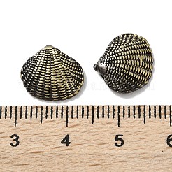 チベットスタイルのブラスビーズ  カドミウムフリー＆鉛フリー  シェル形状  アンティークブロンズ  11.5x12.5x1.5mm  穴：1mm&nbsp;KK-M284-59AB