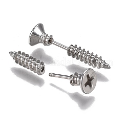 PVD Vacuum Plating 304 Stainless Steel Unisex Punk Hip-hop Rock Nail Shape Screw Pierced Stud Earrings&nbsp;EJEW-F261-01A