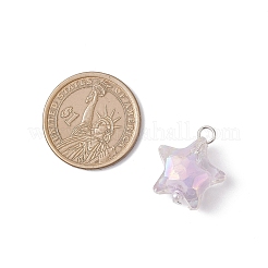ABSプラスチック製の模造真珠ペンダント付きアクリル  スター  プラチナ  22.5x19.5x11mm  穴：3.5mm&nbsp;PALLOY-JF04503-01