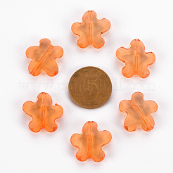 透明なアクリルビーズ  多面カット  花  ダークオレンジ  18.5x18.5x5.5mm  穴：1.2mm  約470個/500g&nbsp;TACR-S154-32B-84