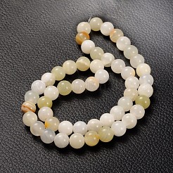 天然石ビーズ連売り  花のヒスイ  ラウンド  直径約8mm  穴：約1mm  15~16インチ&nbsp;GSR008