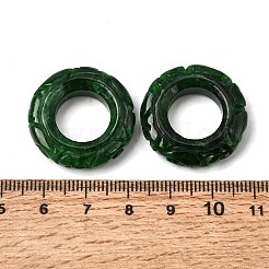 天然ミャンマー翡翠の染色リンキングリング  彫刻された指輪  濃い緑  25x5mm  内径：13mm&nbsp;G-Z162-10