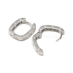 女性用水玉模様の真鍮の楕円形フープピアス  プラチナ  16x13.5x2.5mm  ピン：0.8mm&nbsp;EJEW-F314-02A-P