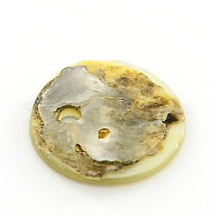 ナチュラルあこやシェルチャーム  マザーオブパールシェルペンダント  フラットラウンド  ライトカーキ  11x11x1~2mm  穴：1.5mm&nbsp;SHEL-J001-03