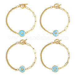 Ocean Theme Brass Enamel Link Bracelets&nbsp;BJEW-JB13800-01