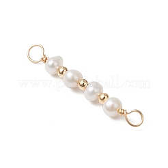Natural Cultured Freshwater Pearl Potato Beaded Connector Charms&nbsp;PALLOY-JF03702