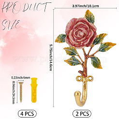 合金エナメルフックハンガー  壁掛けフック  ネジ付き  花  150x100x41mm&nbsp;DIY-WH20007-684G-02