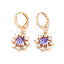 Brass Micro Pave Cubic Zirconia Leverback Earrings&nbsp;EJEW-K300-06G