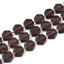 天然氷オブシディアンビーズ連売り  六角  シードビーズで  8~10x8~10x4~5mm  穴：0.9~1mm  約18~19個/連  7.68~8.07''（19.5~20.5センチメートル）&nbsp;G-P534-A15-01