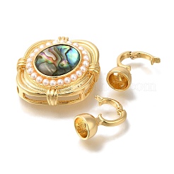 Brass ABS Imitation Pearl Fold Over Clasps&nbsp;KK-K389-006G