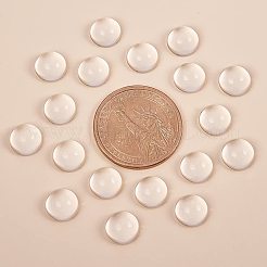 クリアガラスカボション  トランスペアレント  ジュエリーやカボションセッティングの半円サークルフラットバック  透明  9.5~10mm  5.5mm（範囲：5~6mm）の厚さ&nbsp;GGLA-PH0002-02B