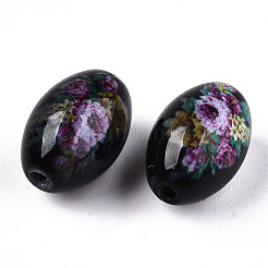 Printed & Spray Painted Opaque Glass Beads&nbsp;GLAA-S047-07B-D02