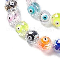 Transparent Evil Eye Glass Beads Strands&nbsp;LAMP-K037-06A