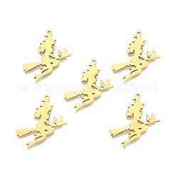 イオンプレーティング（IP）201ステンレスペンダント  魔女  18KGP本金メッキ  32.5x27x1.5mm  穴：1.5mm&nbsp;STAS-N098-108LG
