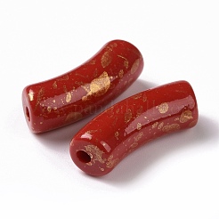 不透明なアクリルビーズ  グリッターパウダー付き  カーブチューブ  ファイヤーブリック  34.5x13.5x11.5mm  穴：3.1mm&nbsp;LS-OACR-A016-05E