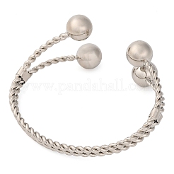 Round Balls Brass Cuff Bangles for Women&nbsp;BJEW-F477-03P