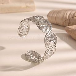 304 Stainless Steel Hollow Ring Open Cuff Bangles for Women&nbsp;WG17EC0-02