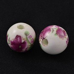 Floral Printed Porcelain Beads&nbsp;X-CFF038Y