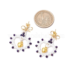 Glass Seed Beads Dangle Stud Earrings&nbsp;EJEW-MZ00396