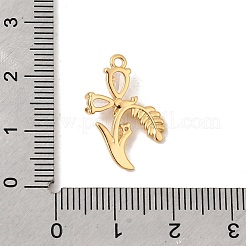 真鍮製マイクロパヴェキュービックジルコニアペンダント  花  ニッケルフリー  18KGP本金メッキ  20.5x14x4mm  穴：1.2mm&nbsp;KK-P340-37G