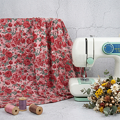 ポリエステル織物  服装アクセサリー  ローズ模様  暗赤色  1000x1400x0.5mm&nbsp;DIY-WH0783-015