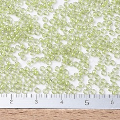 MIYUKIラウンドロカイユビーズ  日本製シードビーズ  11/0  （rr378)ライトオリーブライニングクリスタル光沢  11/0  2x1.3mm  穴：0.8mm  約5500個/50g&nbsp;SEED-X0054-RR0378