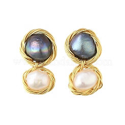 Brass Wired Stud Earrings&nbsp;EJEW-P302-04G