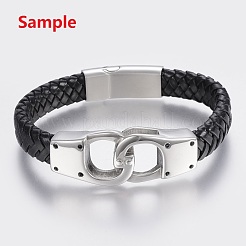 変色しにくい304ステンレススチールリンクコネクター  レザーコードブレスレット作り用  ステンレス鋼色  20x52x11mm  穴：6xx11.5mm&nbsp;STAS-F144-027P