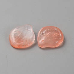 透明なランプワークペンダント  椿の花びらチャーム  サンゴ  20x18x4.5mm  穴：1mm&nbsp;LAMP-TAC0005-04A