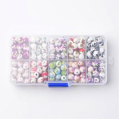1 Box Ten Color Handmade Printed Porcelain Beads&nbsp;PORC-X0003-01