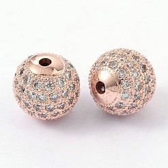 Brass Cubic Zirconia Beads&nbsp;ZIRC-D003-2R