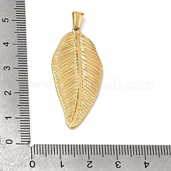 304ステンレスペンダント  葉のチャーム  イオンプレーティング（ip）  ゴールドカラー  42x19x2mm  穴：5x2.2mm&nbsp;SA-CBAF6AD-03G