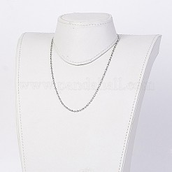 電気メッキステンレスボールチェーンネックレス  真鍮ボールチェーンコネクタ付き  ステンレス鋼色  18.1インチ（46cm）&nbsp;X-NJEW-JN01790-02