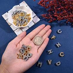2セット2スタイル環境にやさしい亜鉛合金スライドチャーム  ラインストーン付き  プラチナメッキ  アルファベット  プラチナ·ゴールデン  1セット/スタイル&nbsp;ALRI-SZ0001-02