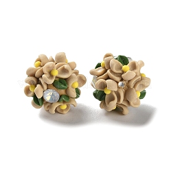 Luminous Polymer Clay Rhinestone Floral Ball Beads&nbsp;CLAY-U002-01A