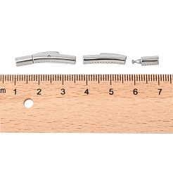 変色防止コラム 304 ステンレススチール製バヨネットネックレス留め具  ステンレス鋼色  25x5x4mm  穴：2mm&nbsp;X-STAS-O035-05