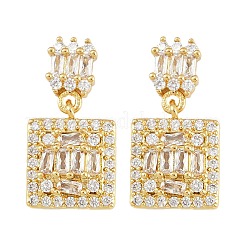 Brass Micro Pave Clear Cubic Zirconia Dangle Stud Earrings&nbsp;EJEW-K312-08G