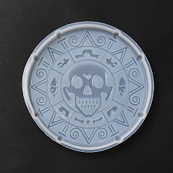 ハロウィンテーマのシリコンカップマット金型  UVレジン用  エポキシ樹脂工芸品作り  ホワイト  114~140x114~130x9~53mm  4個/セット&nbsp;DIY-E066-01