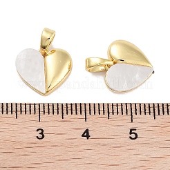 真鍮パヴェ天然シェルピーチハートチャーム  18KGP本金メッキ  11x12.5x3mm  穴：3.5x2.5mm&nbsp;KK-C051-21G