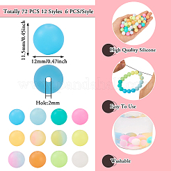 72Pcs 12 Colors Luminous Round Food Grade Silicone Beads&nbsp;SIL-TA0001-38